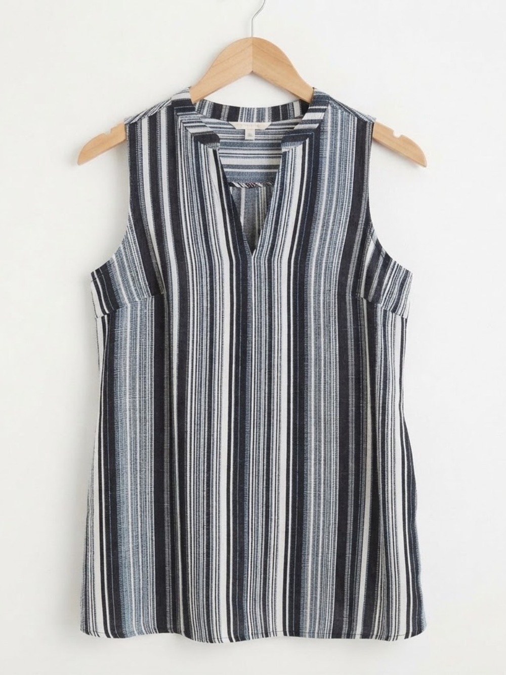 Lush Striped V Neck Tunic Pockets LARGE